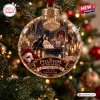 Hanging glass ornament depicting a theatrical boat scene inside, part of The Phantom of the Opera 40th Anniversary collection.