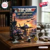 Front view of Top Gun 40th Anniversary Christmas Advent Calendar box on a wooden desk with small toy figures.