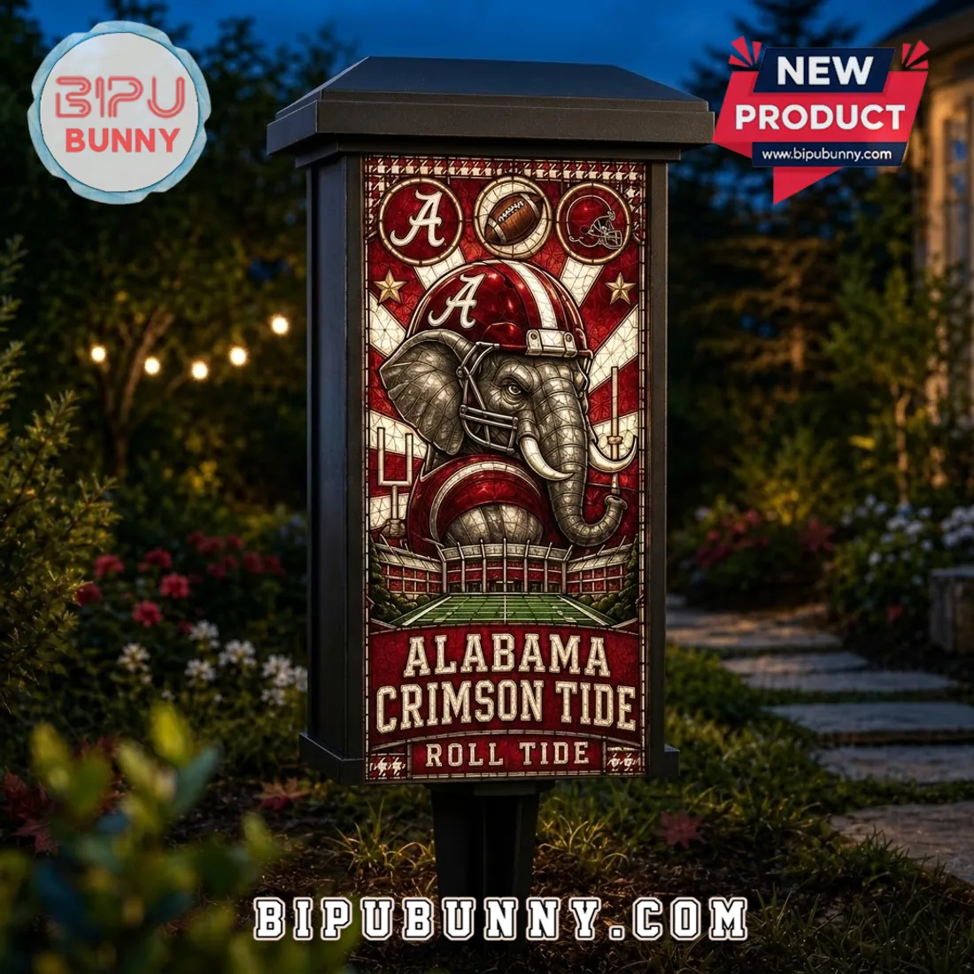 University of Alabama Stained Glass Solar Garden Light University of Alabama Stained Glass Solar Garden Light