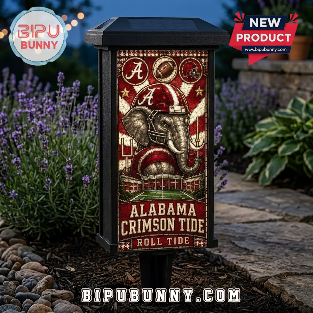 University of Alabama Stained Glass Solar Garden Light University of Alabama Stained Glass Solar Garden Light