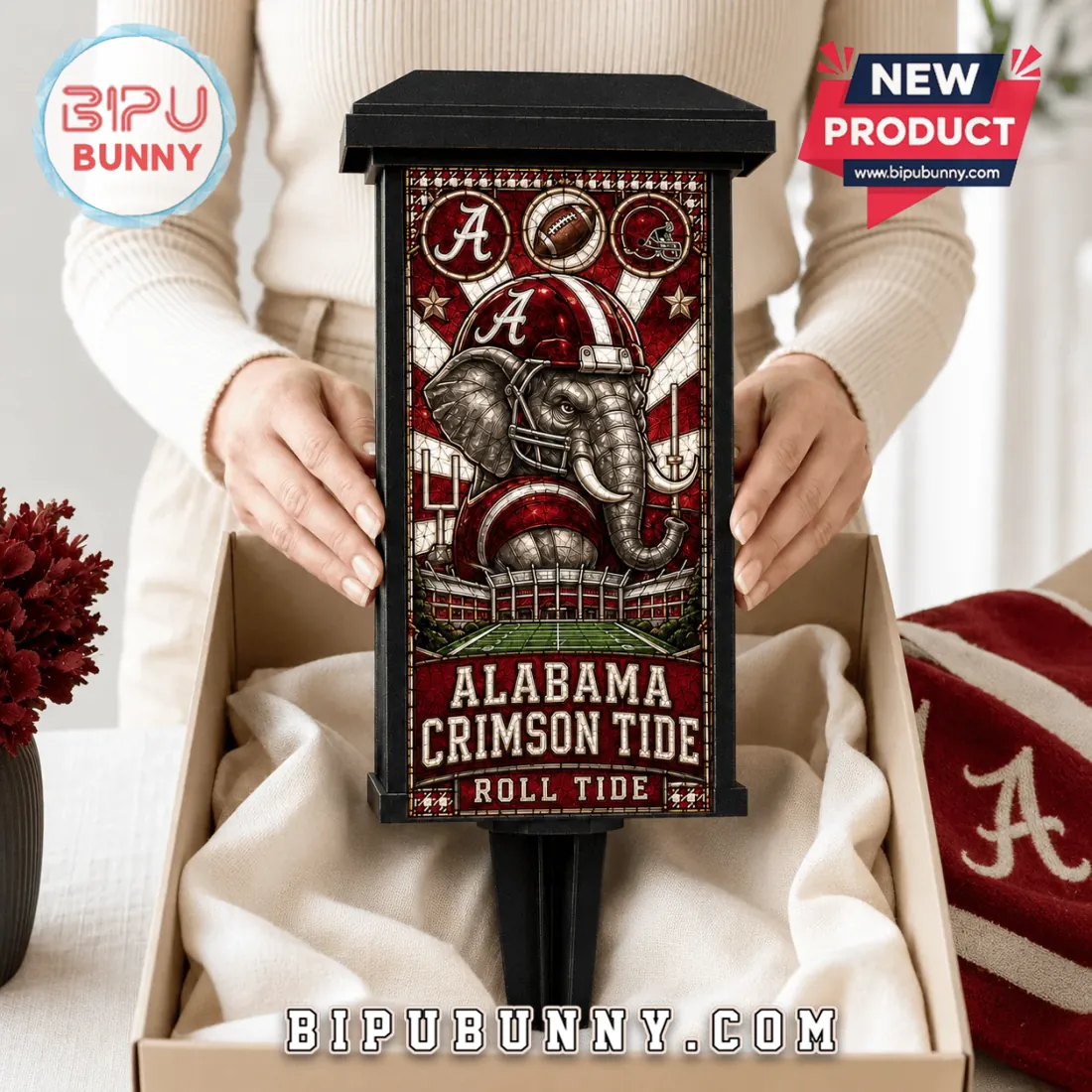 University of Alabama Stained Glass Solar Garden Light University of Alabama Stained Glass Solar Garden Light
