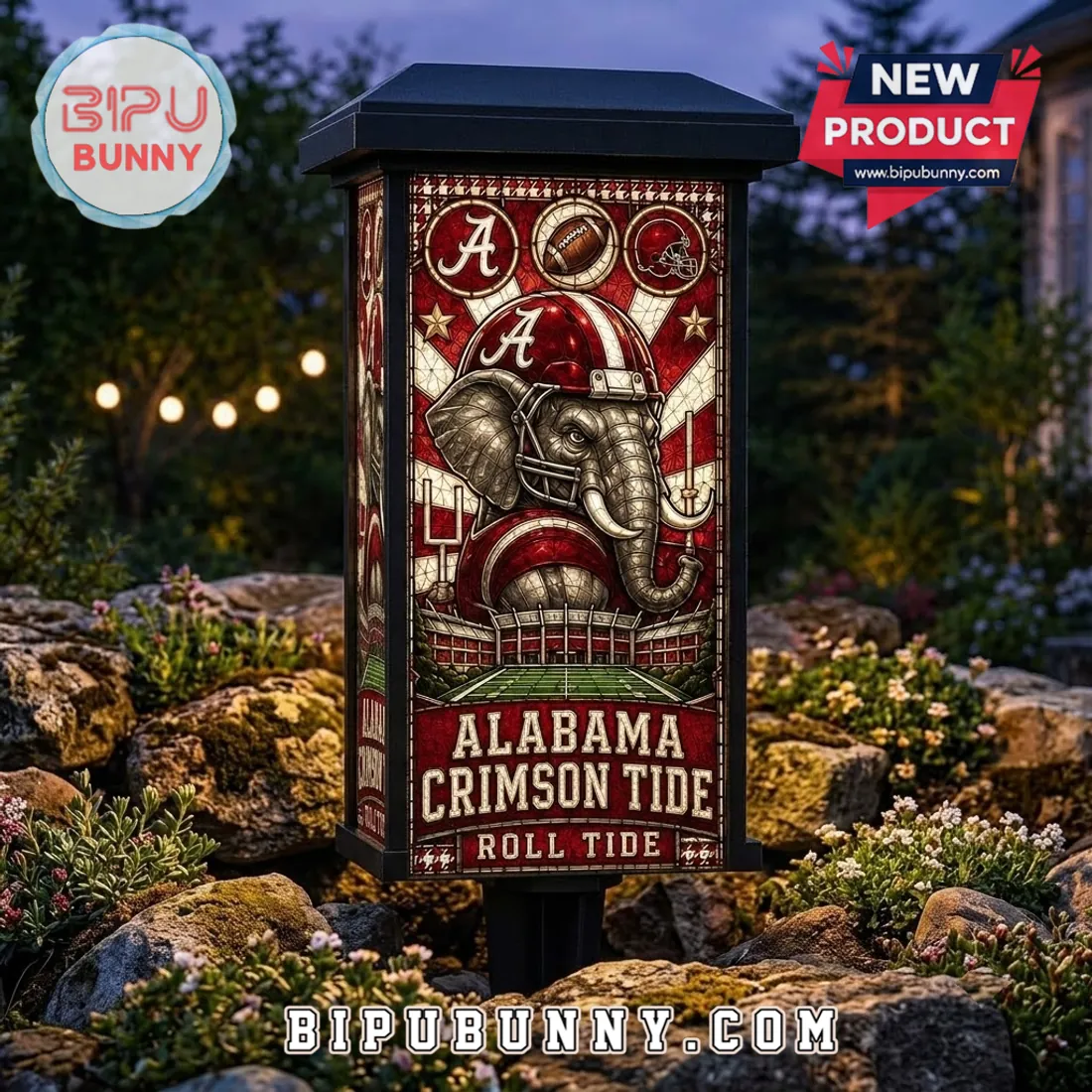 University of Alabama Stained Glass Solar Garden Light University of Alabama Stained Glass Solar Garden Light