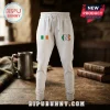 University of North Carolina Ireland Series white joggers with drawstring waist, Irish flag, and UNC logo graphic details.