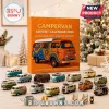 Vintage Campervan 2026 Advent Calendar box featuring a retro orange van graphic surrounded by miniature toy campervans.