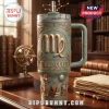Virgo Astrology Custom 40oz Stanley Tumbler in sage green featuring metallic gold zodiac symbols and Virgo Queen text.