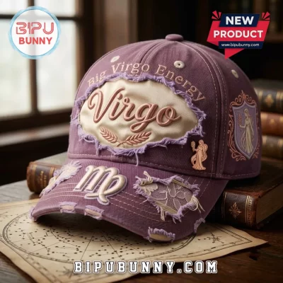 Virgo Big Virgo Energy Distressed Purple Baseball Cap