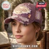 Virgo Big Virgo Energy Distressed Purple Baseball Cap featuring embroidery, lace accents, and a side Virgo emblem patch.