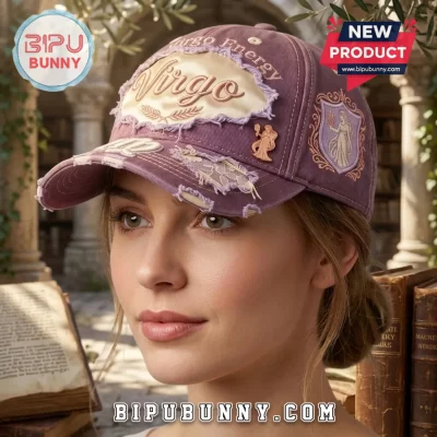 Virgo Big Virgo Energy Distressed Purple Baseball Cap