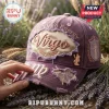 Virgo Big Virgo Energy Distressed Purple Baseball Cap with embroidered zodiac symbol, metallic patches, and lace details.