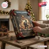 Warhammer 40000 40th Anniversary Advent Calendar held by hands, featuring gothic metal artwork and a central space marine image.