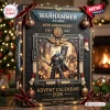 Warhammer 40000 40th Anniversary Advent Calendar black box featuring a central space marine figurine and holiday ribbons.