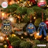 Warhammer 40000 40th Anniversary Advent Calendar ornaments featuring an Imperial Aquila, Space Marine helmet, and figure.
