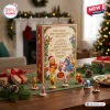Winnie the Pooh 100th Anniversary Christmas Advent Calendar box with miniature character figurines on a festive table.