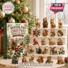 Woodland Forest 24 Ornament Christmas Advent Calendar with assorted miniature animal figures in festive winter gear.