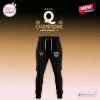 Front view of black sweatpants with white drawstrings, pinstripes, and WPBL Los Angeles Queens 2026 Champions graphics.