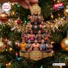 Front view of a tiered WWE Legends Christmas Ornament 2026 hanging on a decorated pine tree.
