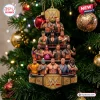 Front view of a WWE Legends Christmas Ornament 2026 featuring tiered levels of wrestler figures on a decorated pine tree.