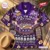 Front view of the Yes, I'm Old But I Saw Minnesota Vikings Greatness Hawaiian Shirt featuring stadium graphics and palm trees.