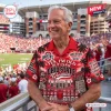 Older man wearing Yes, I'm Old But I Saw Ohio State Buckeyes Greatness Hawaiian Shirt at stadium.