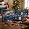 Front view of the 24 Days of Racing Advent Calendar 2026 open with numbered doors and miniature toy car keychains.