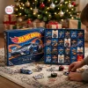 Front view of the 24 Days of Racing Advent Calendar 2026 open with daily compartments and toy cars.