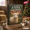 Front view of A Flock Of Sheep Woolly Animal Advent Calendar box surrounded by small sheep figurines.