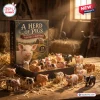 Front view of A Herd of Pigs Pig Animal Advent Calendar with miniature pig figurines arranged on straw.