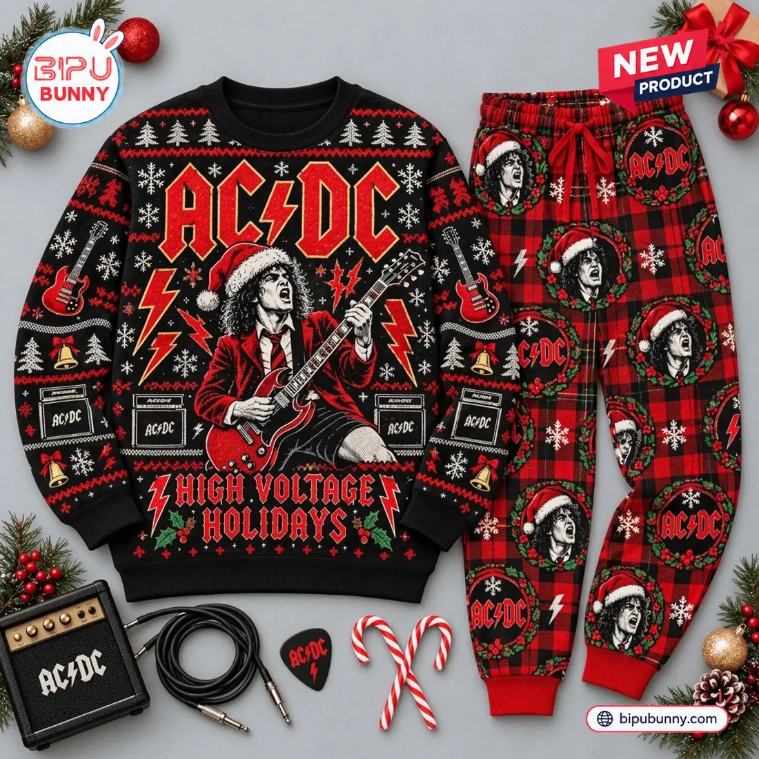 AC/DC High Voltage Christmas Sweater and Jogger Set AC/DC High Voltage Christmas Sweater and Jogger Set