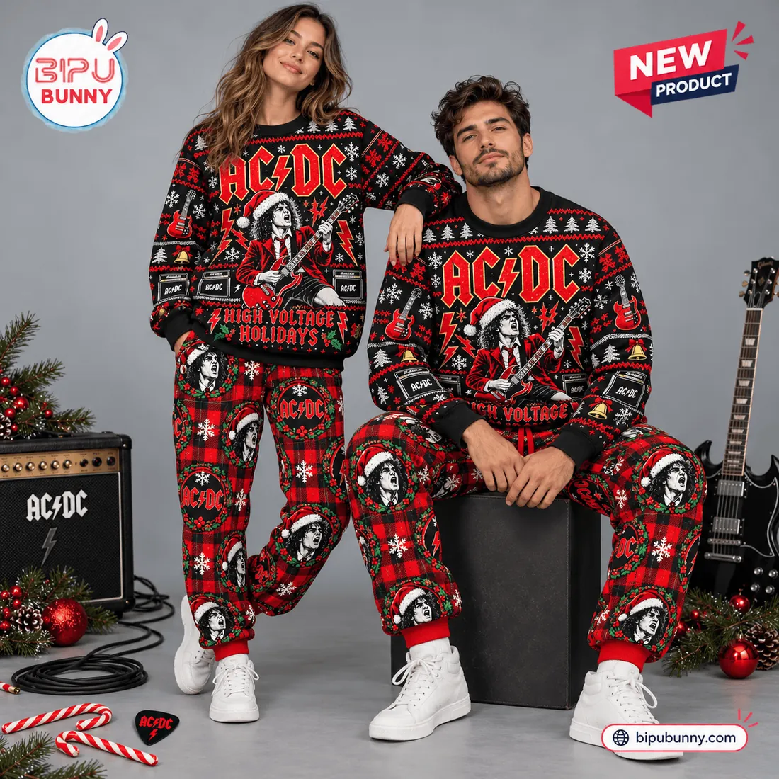 AC/DC High Voltage Christmas Sweater and Jogger Set AC/DC High Voltage Christmas Sweater and Jogger Set