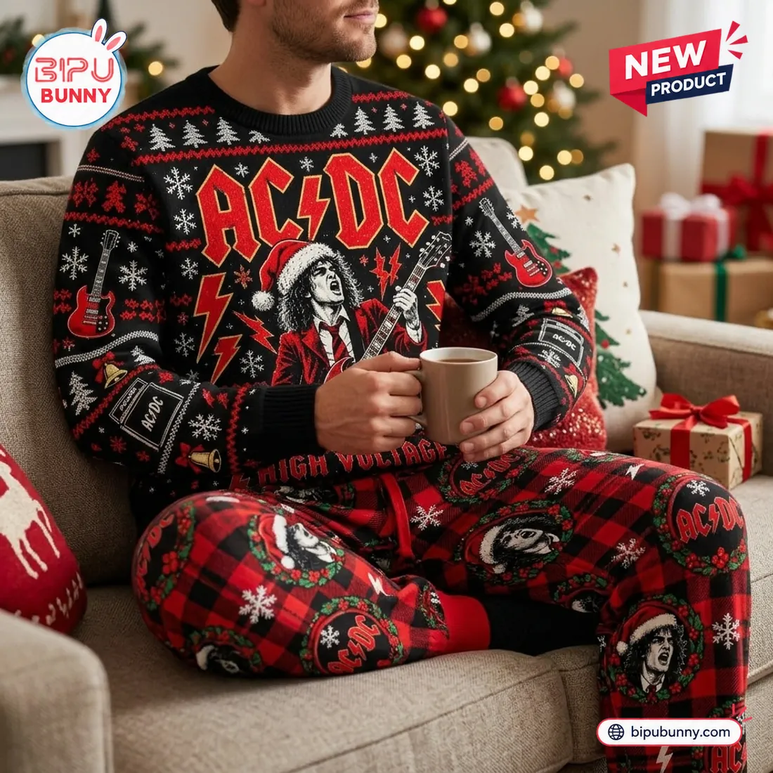 AC/DC High Voltage Christmas Sweater and Jogger Set AC/DC High Voltage Christmas Sweater and Jogger Set