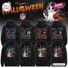 Front view of All Team NFL Happy Halloween 2026 Hoodie designs displayed in a group of eight.