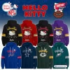 Collection of eight different colored hoodies featuring various football team graphics.
