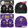 Front and back views of black and purple hoodies with matching caps featuring team and character graphics.