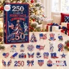 Front view of an America 250th Heritage Christmas Advent Calendar box with patriotic ornaments displayed on a table.