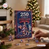 Front view of America 250th Heritage Christmas Advent Calendar on a wooden table with enamel pins.