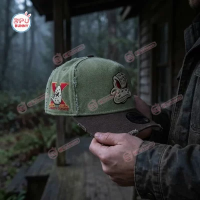 Anaheim Ducks x Jason Voorhees Olive Green Baseball Cap