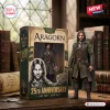Aragorn The Lord Of The Rings 25th Anniversary Figure standing beside its commemorative packaging box.
