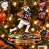Closeup of Auburn Tigers Chris Davis Kick Six Christmas Ornament on a tree.