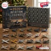 Front view of the Aviation Legends 2026 Aircraft Advent Calendar with its box and twenty four toy airplanes laid out.