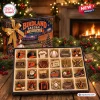 Open Baltimore Orioles Baseball Christmas Advent Calendar displaying twenty-four sports-themed holiday ornaments.
