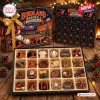 Front view of the Baltimore Orioles Baseball Christmas Advent Calendar showing 24 collectible ornaments.