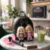Front view of BLACKPINK Born Pink Coachella Headline Edition Plush Keychain Set with a backpack and lightstick.