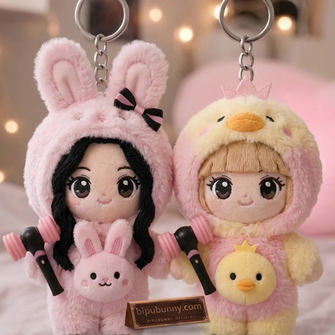 BLACKPINK Kawaii Animal Mascot & Lightstick Blinks Plush Keychain Set BLACKPINK Kawaii Animal Mascot & Lightstick Blinks Plush Keychain Set
