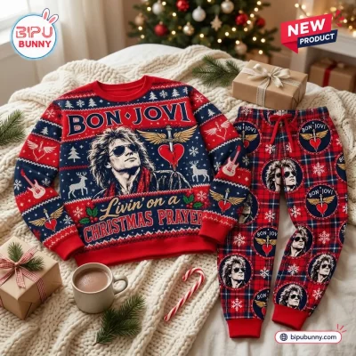 Bon Jovi Christmas Sweater Jogger Set