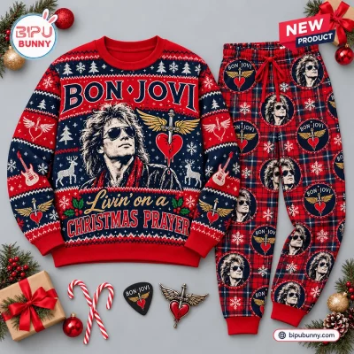 Bon Jovi Christmas Sweater Jogger Set