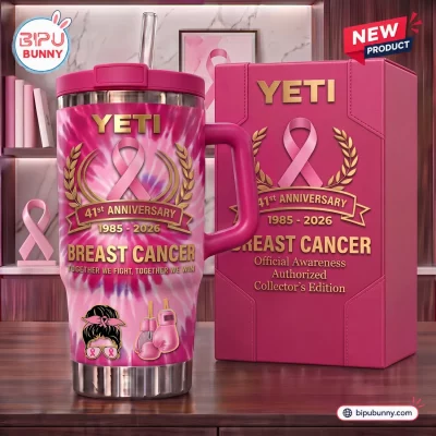 Breast Cancer 41st Anniversary 1985-2026 Handle Tumbler