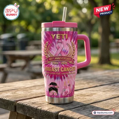 Breast Cancer 41st Anniversary 1985-2026 Handle Tumbler