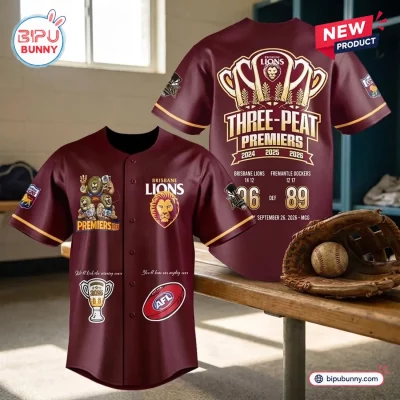 Brisbane Lions 2026 AFL Premiers Maroon Baseball Jersey