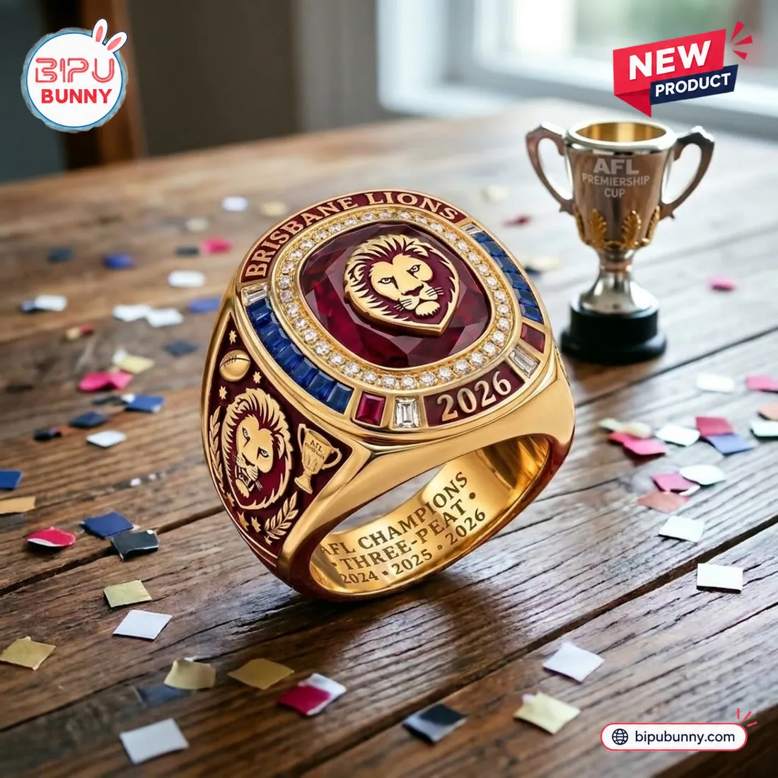Brisbane Lions AFL Champions 2024-2026 Three-Peat Ring Brisbane Lions AFL Champions 2024-2026 Three-Peat Ring