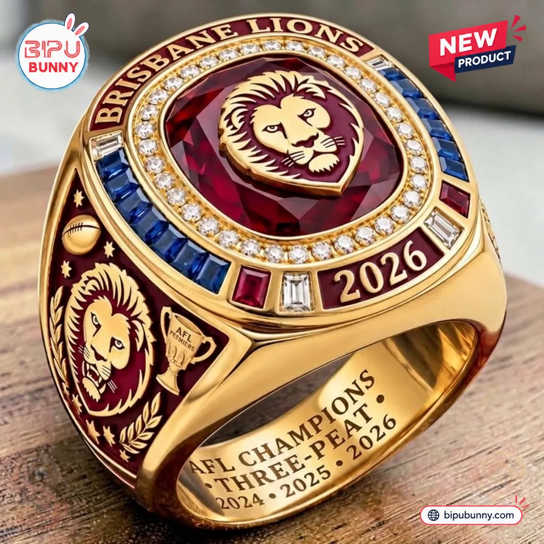 Brisbane Lions AFL Champions 2024-2026 Three-Peat Ring Brisbane Lions AFL Champions 2024-2026 Three-Peat Ring